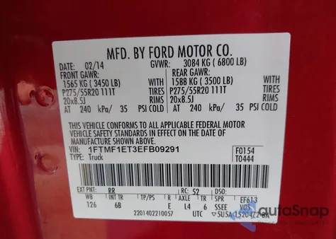 2014 Ford F-150 Fx4 Tremor from USA, damaged, VIN 1FTMF1ET3EFB09291